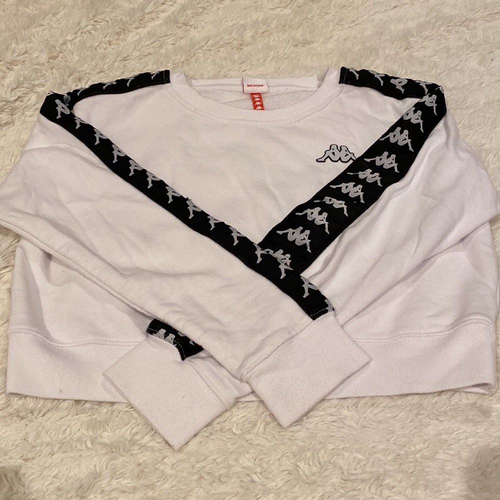 🤍 KAPPA WOMENS Banda Ays Cotton Cropped Sweatshirt In White 🤍